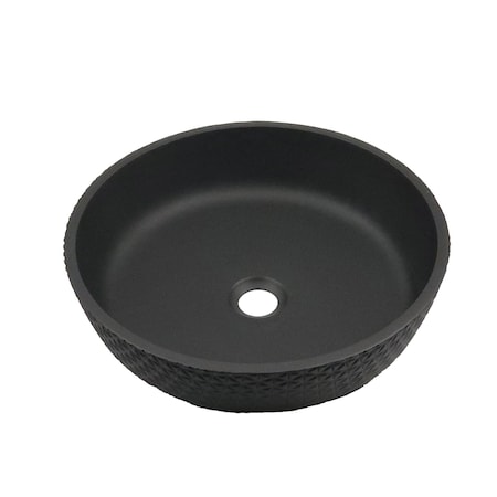 Castello Usa Yale 17-inch Bathroom Vessel Sink - Matte Black Leather Grain Pattern CB-VC-3-MBLG-17